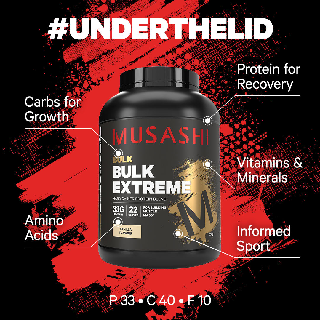 Musashi Bulk Extreme Powder Under the Lid