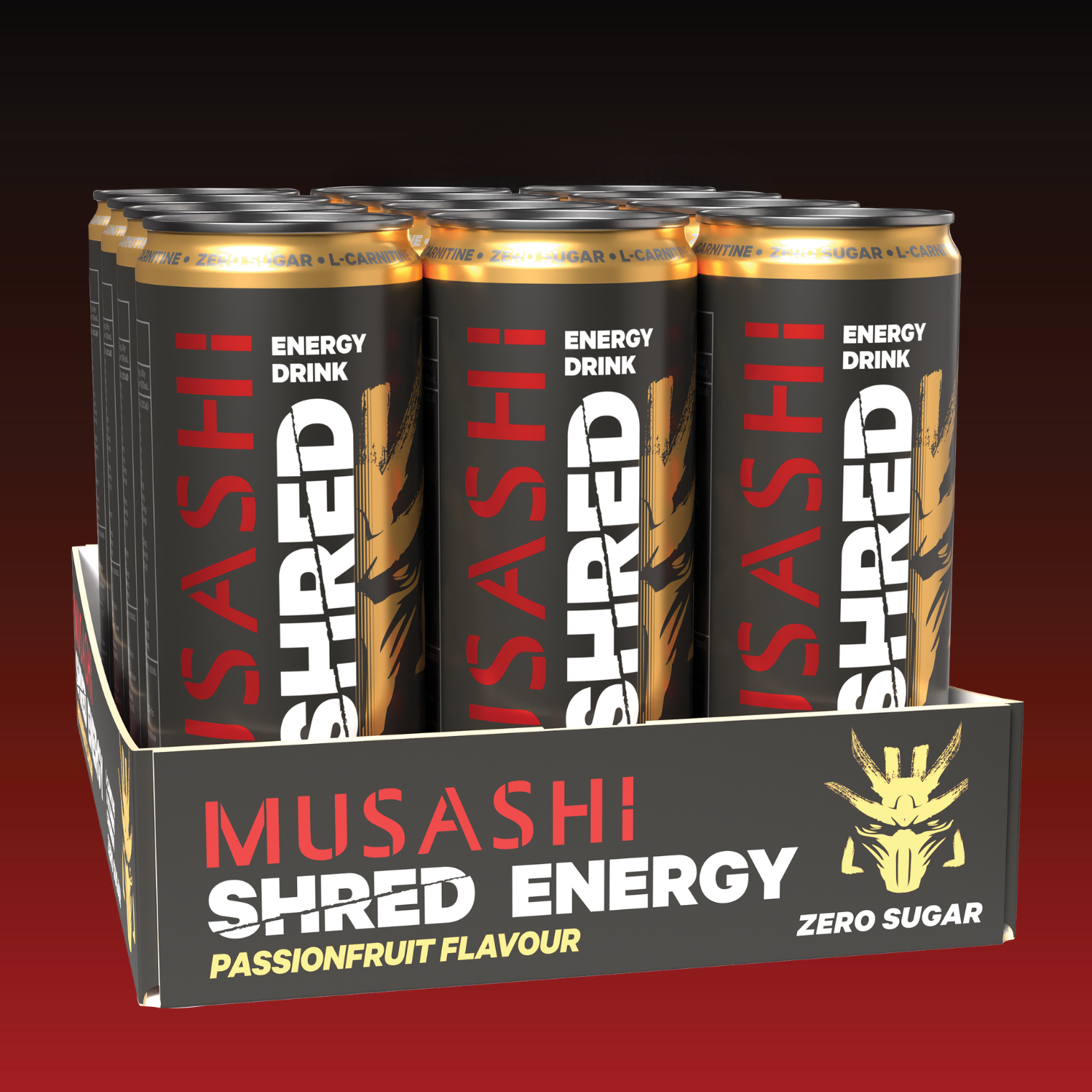 Musashi Energy Drink Passionfruit Shred Energy Drink 355ml - 12 Pack