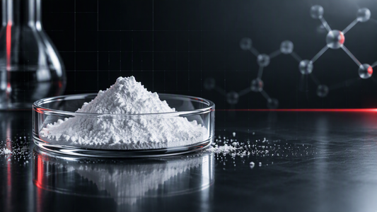Creatine powder beside training equipment in a visual explaining rapid muscle energy