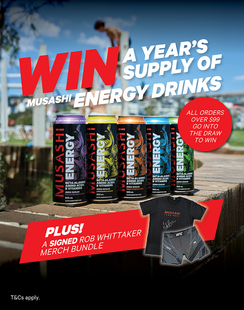 Musashi One Year Supply Energy Drinks* + Rob Whittaker Giveaway
