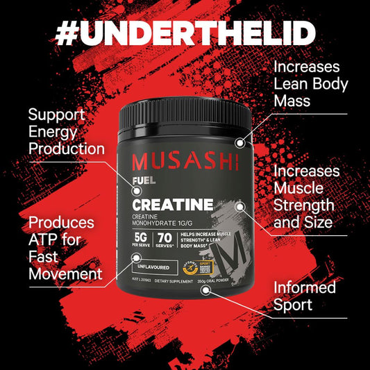 Musashi Creatine Monohydrate Powder Under the Lid