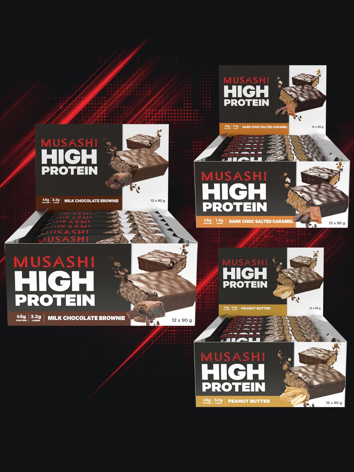 MUSASHI High Protein 12 X 90g Bars - Peanut Butter Flavour P45.7g - Foto 7