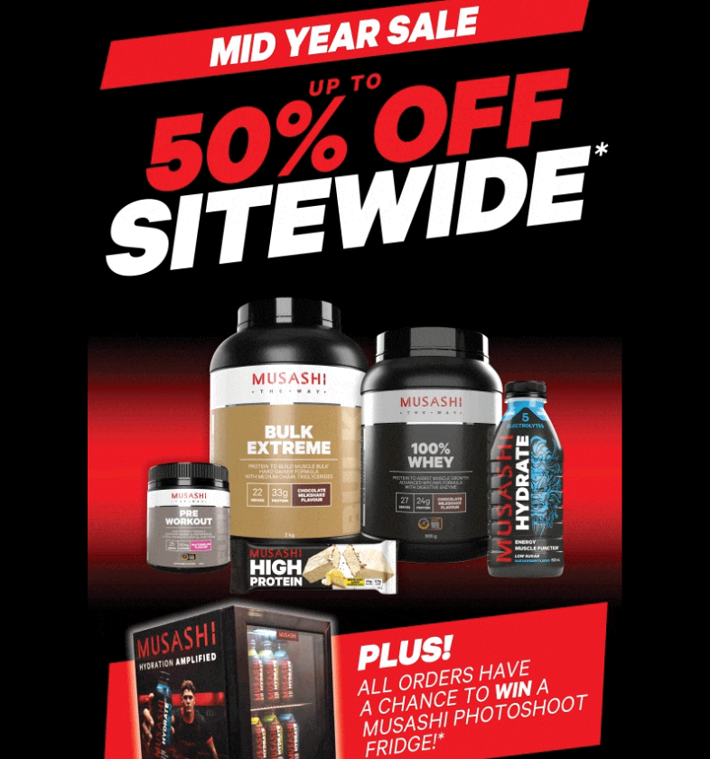 MID-YEAR SALE: UP TO 50% OFF + WIN MUSASHI FRIDGE!