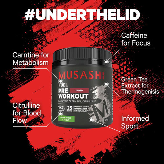 Musashi Pre Workout Shred Under the Lid