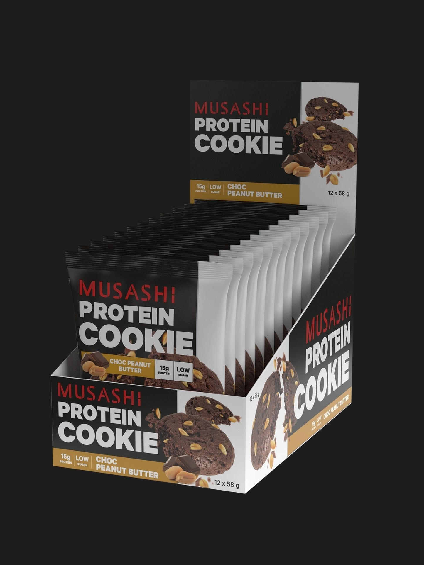 Protein Cookie 58g Box Of 12 Cookies Musashi