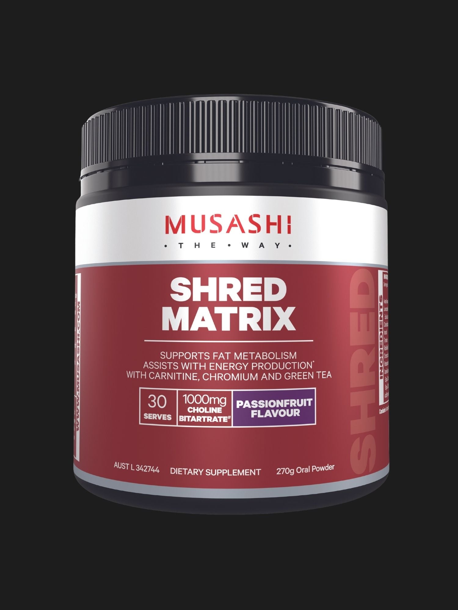 Musashi-Shred-Matrix-Passionfruit-270g