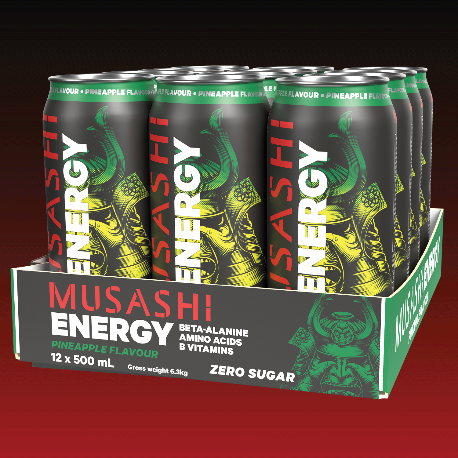 Musashi Energy Drink PINEAPPLE Energy Drink 500ml 12pack