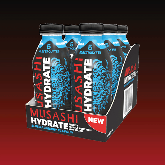 Musashi Energy Drink Blue Raspberry Hydrate Drink (600ml) - 6 Packs