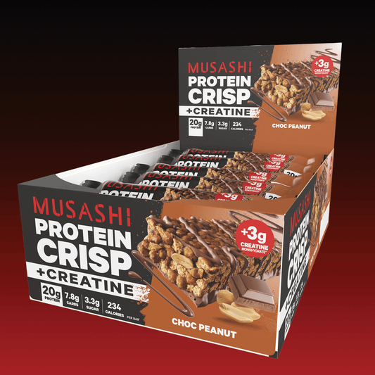 Musashi Protein Bar Choc Peanut Protein Crisp + Creatine Bar (Box of 12)