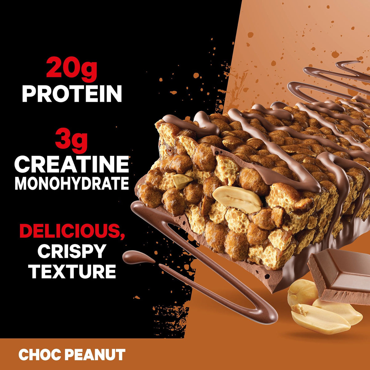 Musashi Protein Bar Protein Crisp + Creatine Bar (Box of 12)