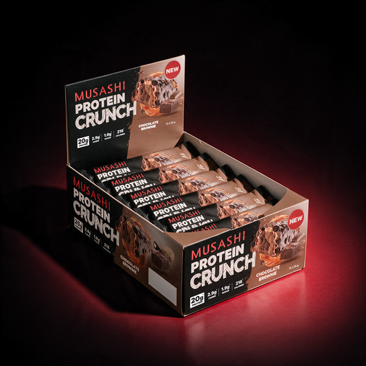 Musashi Protein Bar Chocolate Brownie Protein Crunch Bar (Box of 12)