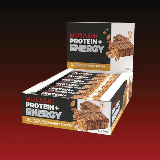 Musashi Protein Bar Peanut Butter Protein+ Energy Bar 58g (Box of 12 Bars)