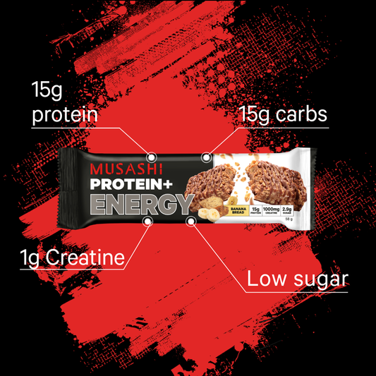 Musashi Protein Bar Protein+ Energy Bar 58g (Box of 12 Bars)