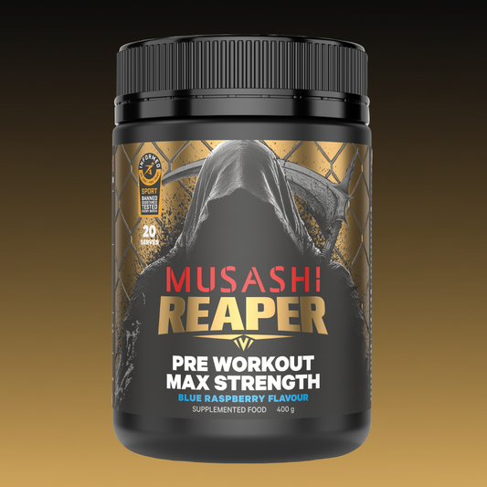 Musashi Blue Raspberry REAPER PRE-WORKOUT MAX STRENGTH 400g