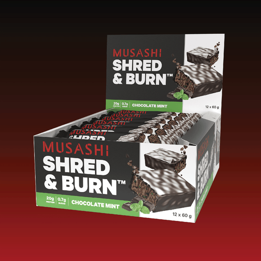 Musashi Protein Bar Choc Mint Shred & Burn Bar 60G (Box of 12 Bars)