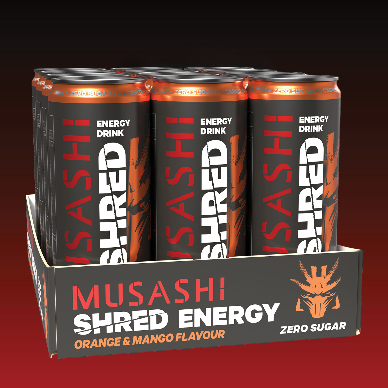 Musashi Energy Drink Orange & Mango Shred Energy Drink 355ml - 12 Pack