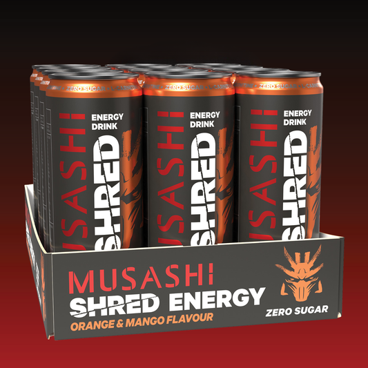 Musashi Energy Drink Orange & Mango Shred Energy Drink 355ml - 12 Pack