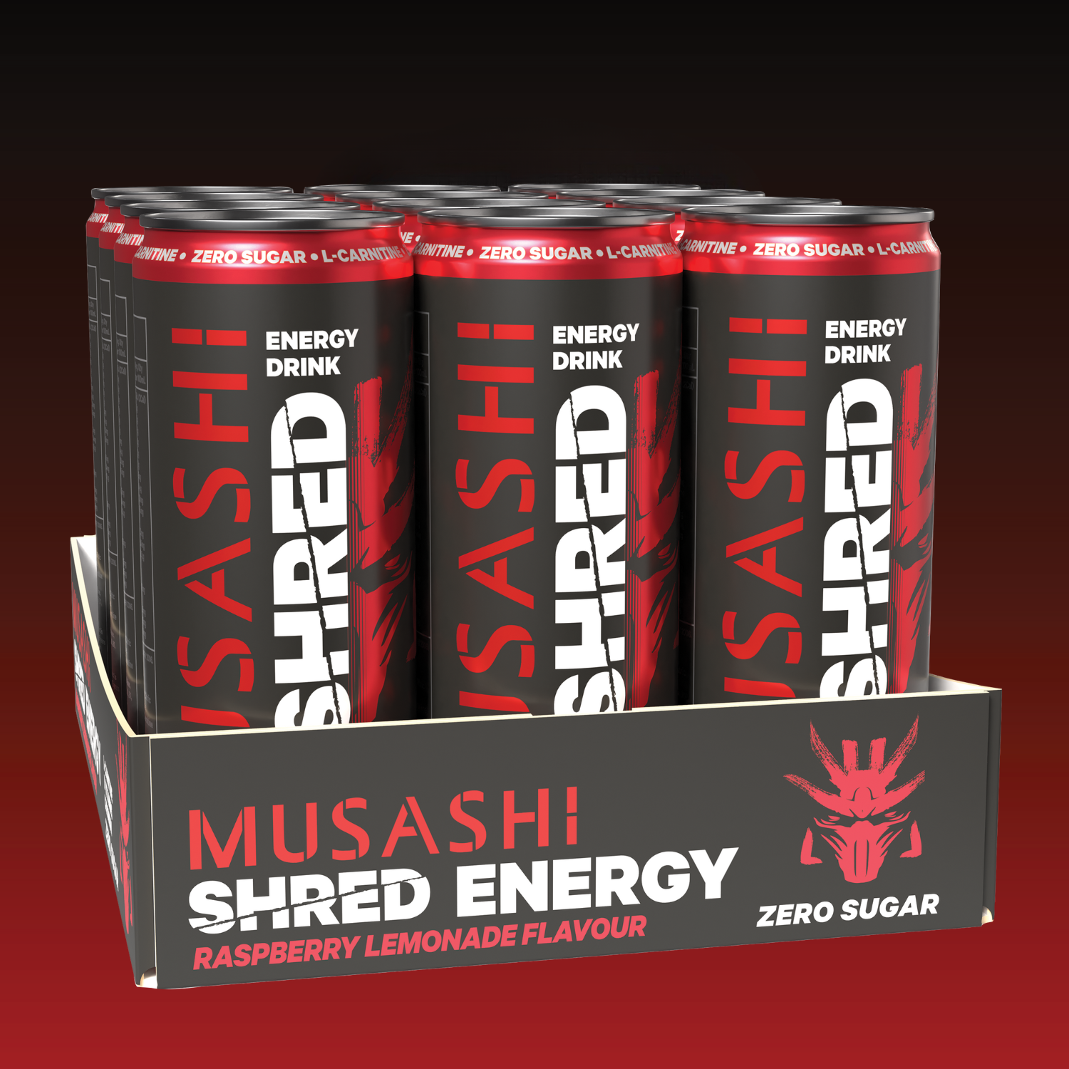 Musashi Energy Drink Raspberry Lemonade Shred Energy Drink 355ml - 12 Pack